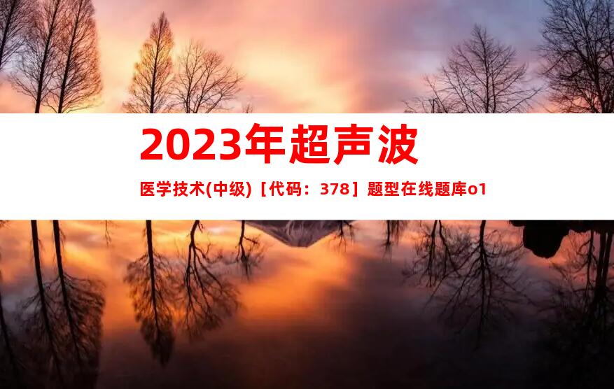 2023年超声波医学技术(中级)［代码：378］题型在线题库o1